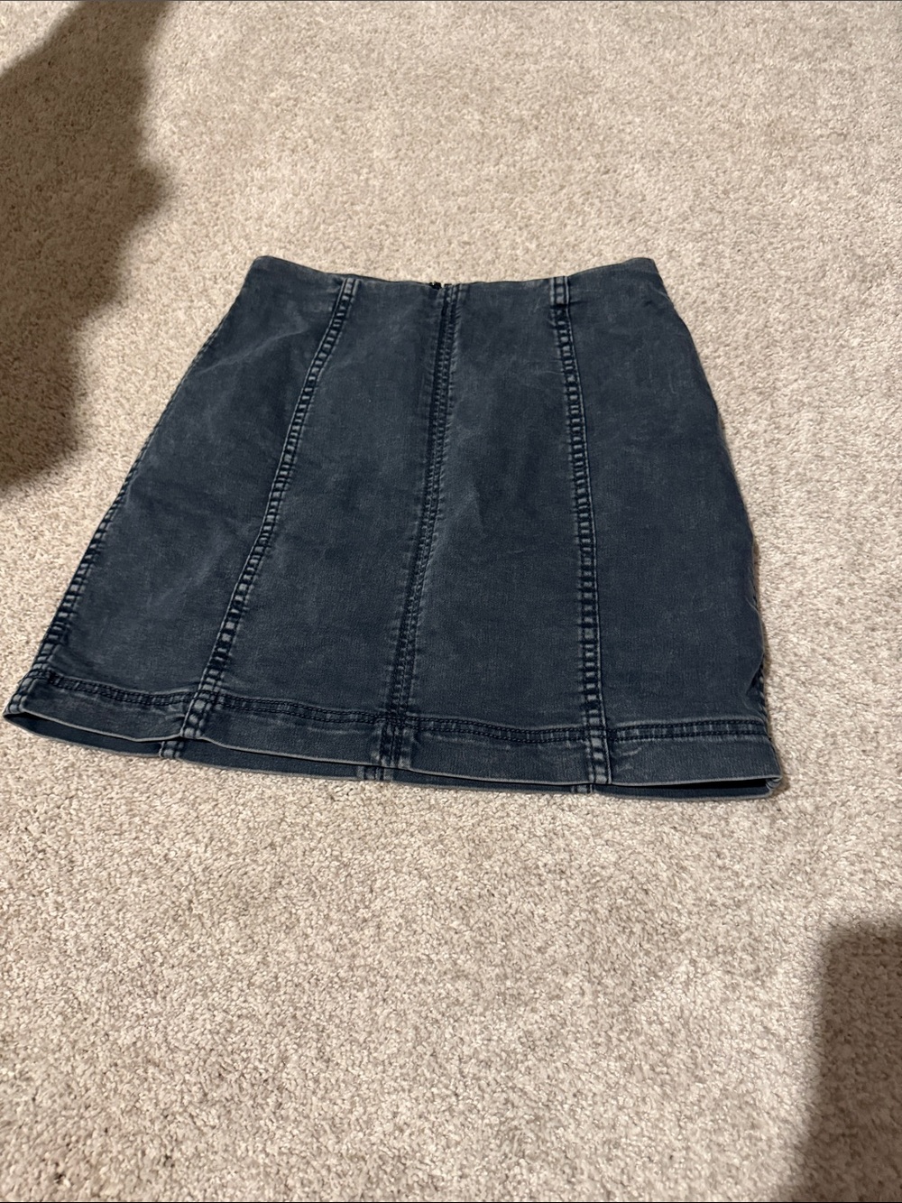 Free People Black Washed Denim Panel Mini Skirt